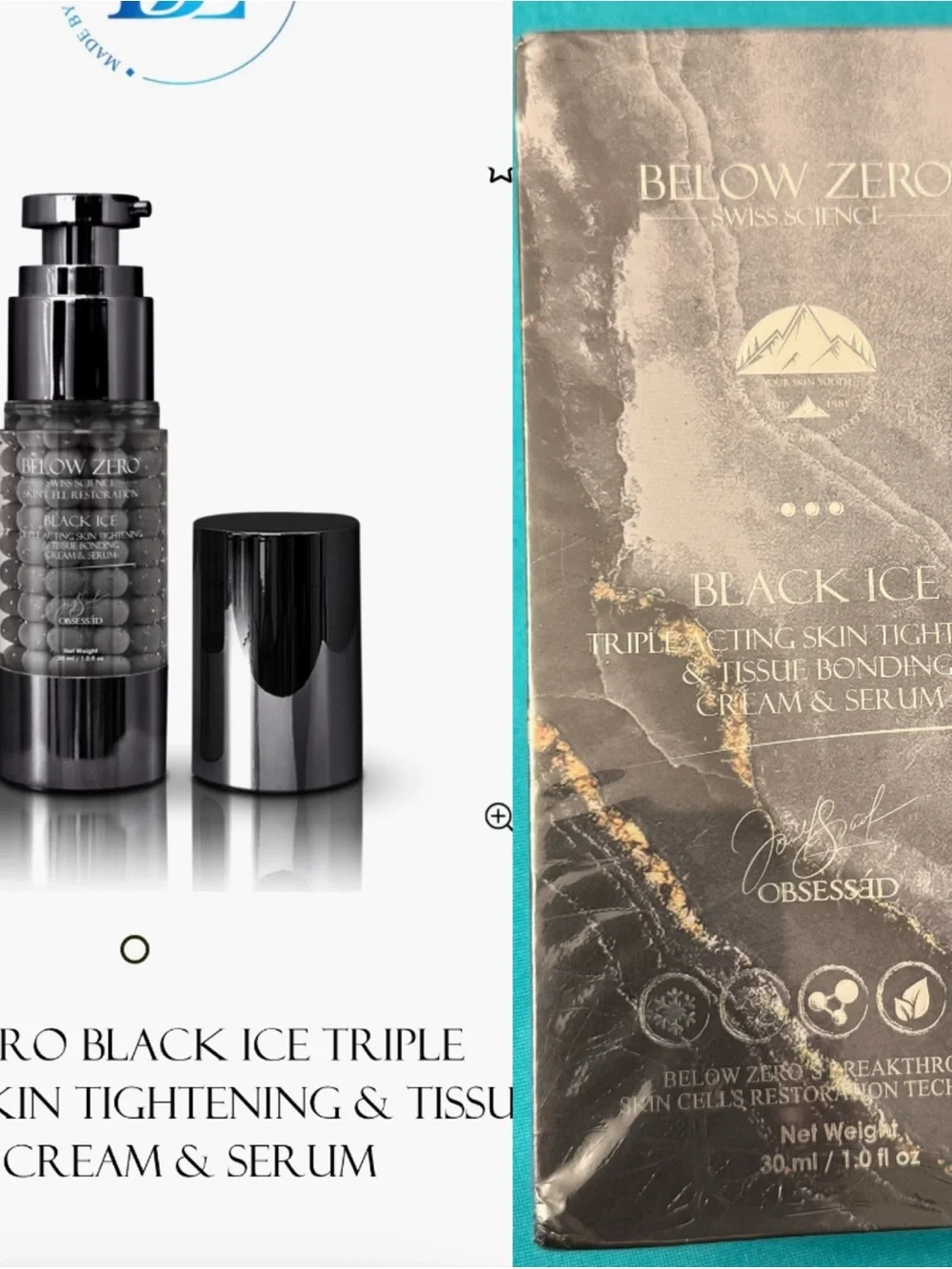 Black Ice Triple Acting Skin Tightening Cream & Serum - Black